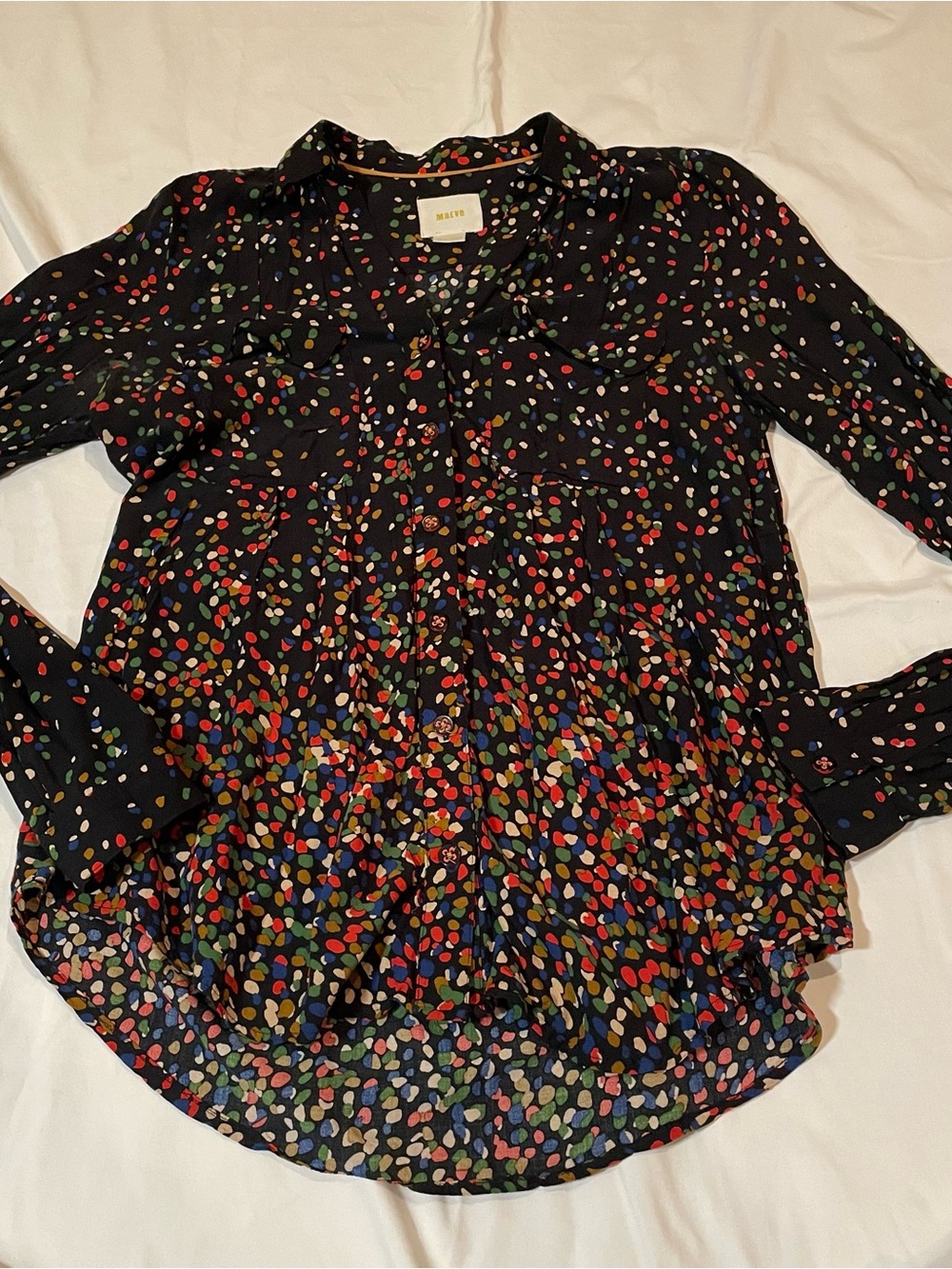 Maeve Anthropologie Multicolor Confetti Dot Long Sleeve Blouse